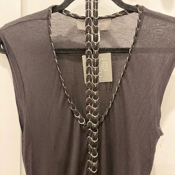 Sachin + Babi For Ankasa Black V Neck Chains Details Ruched Dress.Size S